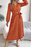 Polka Dot Tie Waist Smocked Dress 