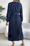 Polka Dot Tie Waist Smocked Dress 