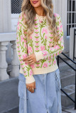 Jacquard Knitting Pullover Sweater 