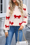 Bowknot Pattern Knitting Long Sleeves Sweater 