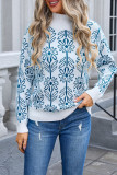 Turtleneck Flower Pattern Knitting Sweater 