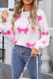 Bowknot Pattern Knitting Long Sleeves Sweater 