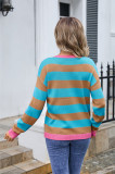 Colorblock Stripes Splicing Knitting Sweater