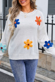 Flower Patched Knitting Sweater 