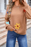 Flower Patched Knitting Sweater 