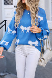 Bowknot Pattern Knitting Long Sleeves Sweater 