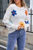 Flower Patched Knitting Sweater 