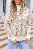 Turtleneck Flower Pattern Knitting Sweater 