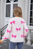 Bowknot Pattern Knitting Long Sleeves Sweater 