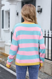 Colorblock Stripes Splicing Knitting Sweater