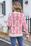 Turtleneck Flower Pattern Knitting Sweater 