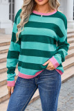 Colorblock Stripes Splicing Knitting Sweater