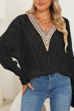 Hollowed V Neck Knitting Sweater 