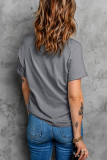 Gray USA Star Bow Knot Print Crew Neck T Shirt