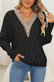 Hollowed V Neck Knitting Sweater 