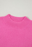 Pink Ribbed Knit Contrast Sleeve Sweater Top