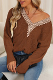 Hollowed V Neck Knitting Sweater 