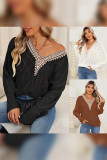 Hollowed V Neck Knitting Sweater 