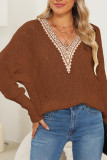 Hollowed V Neck Knitting Sweater 