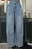 Ripped Raw Hem Wide Leg Jeans 