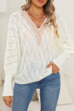 Hollowed V Neck Knitting Sweater 