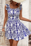 Ruffle Boho Printed Mini Dress 