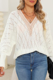 Hollowed V Neck Knitting Sweater 