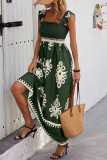 Printed Straps Beach Casual Maxi Dress