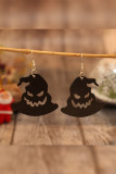 Halloween Dark Witch Hat Hollow Out Leather Earrings