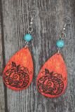 Halloween Pumpkin  Wooden Earrings 