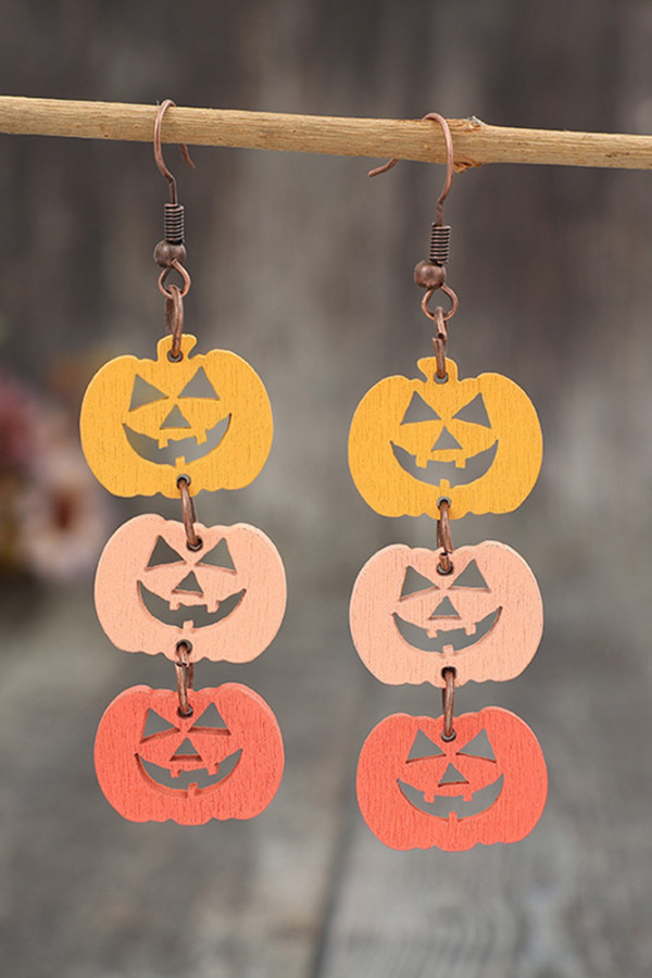 Halloween Pumpkin  Wooden Earrings