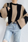 Round Neck Striped Design Knit Sweater 