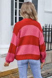 Colorblock Open Front Knitting Cardigans