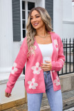 Flower Pattern Plus Size Open Front Knit Sweater