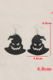 Halloween Dark Witch Hat Hollow Out Leather Earrings