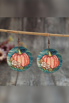 Halloween Pumpkin  Wooden Earrings