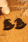 Halloween Dark Witch Hat Hollow Out Leather Earrings