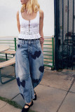 Heart Pattern Straight Jeans 