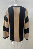 Round Neck Striped Design Knit Sweater 