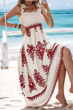 Printed Straps Beach Casual Maxi Dress