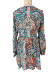 Flare Sleeves V Neck Boho Printed Dress 