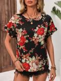 Trendy Multi-Color Printed U-Neck Short Sleeve Top