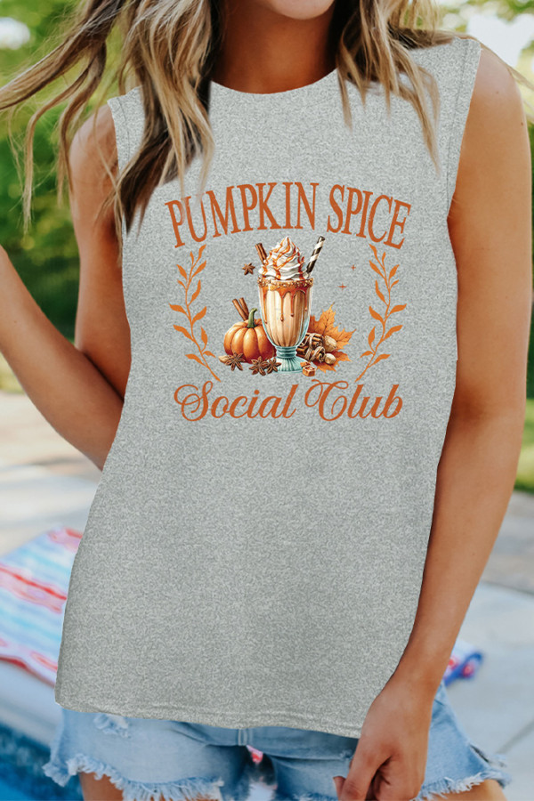 Pumpkin Spice Print Tank Top