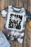 Multicolor Tie Dye SUN SALT SAND Graphic Crewneck T Shirt