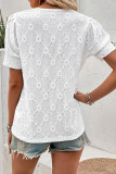White Eyelet Embroidered Short Puff Sleeve Top