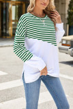 Stripes Splicing Long Sleeves Top 