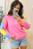 Pink Candy Colorblock French Terry Top