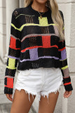 Colorblock Knitting Pullover Sweater 