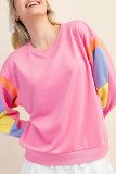 Pink Candy Colorblock French Terry Top