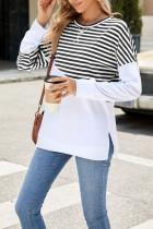 Stripes Splicing Long Sleeves Top 